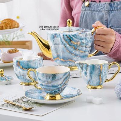 BỘ ẤM CHÉN VÂN ĐÁ CẨM THẠCH XANH